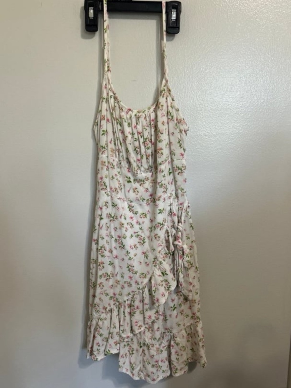 Justify White Midi Dress with Pink Floral Print
